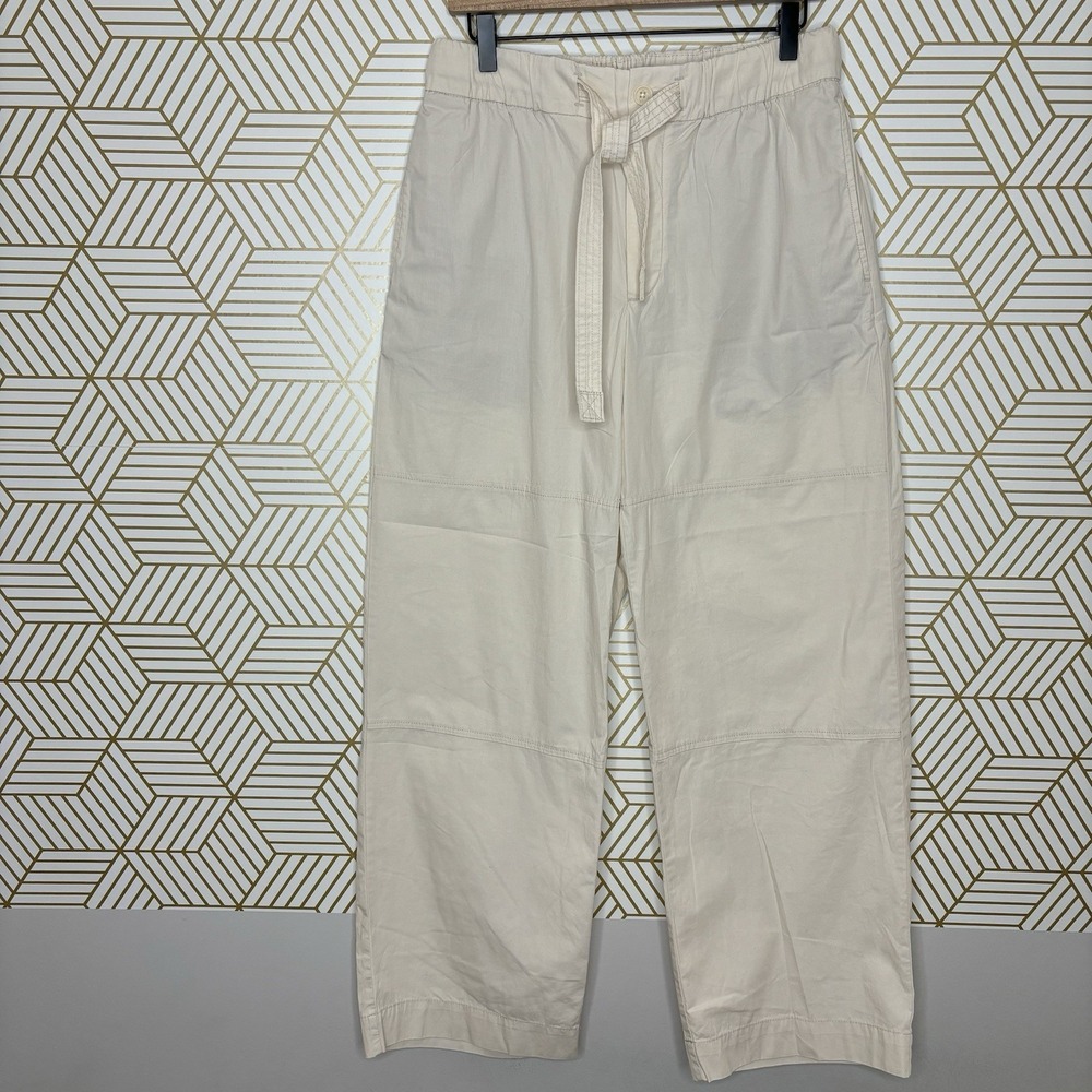 Banana Republic Poplin Straight Leg Pants Cream Medium Wide Leg Capsule Coastal